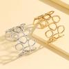 European Fashion Hollow Geometric Open Cuff Bracelet for Women, Adjustable Stainless Steel