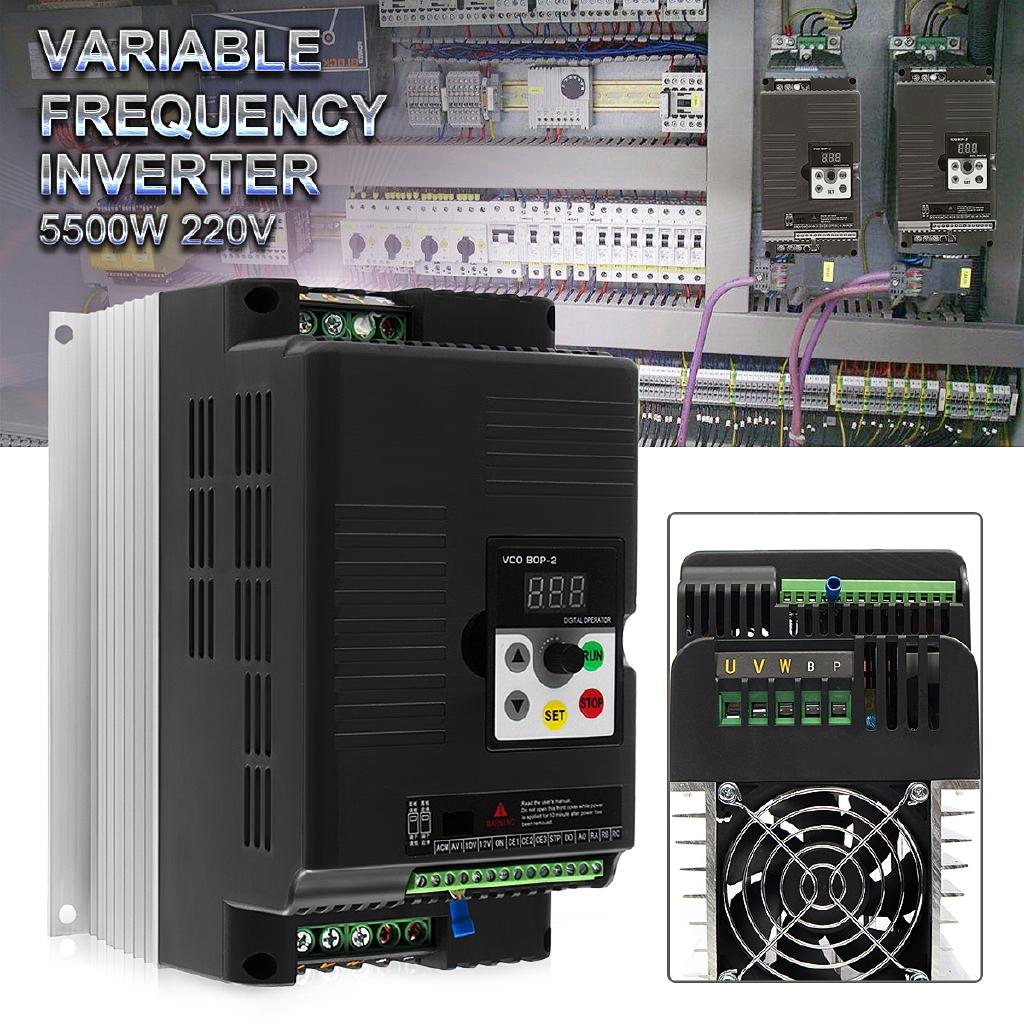 5.5KW 3 Phase Speed Control Drive Converter 220V 50Hz-60Hz Frequency Inverter Input VFD Triphase Output Motor