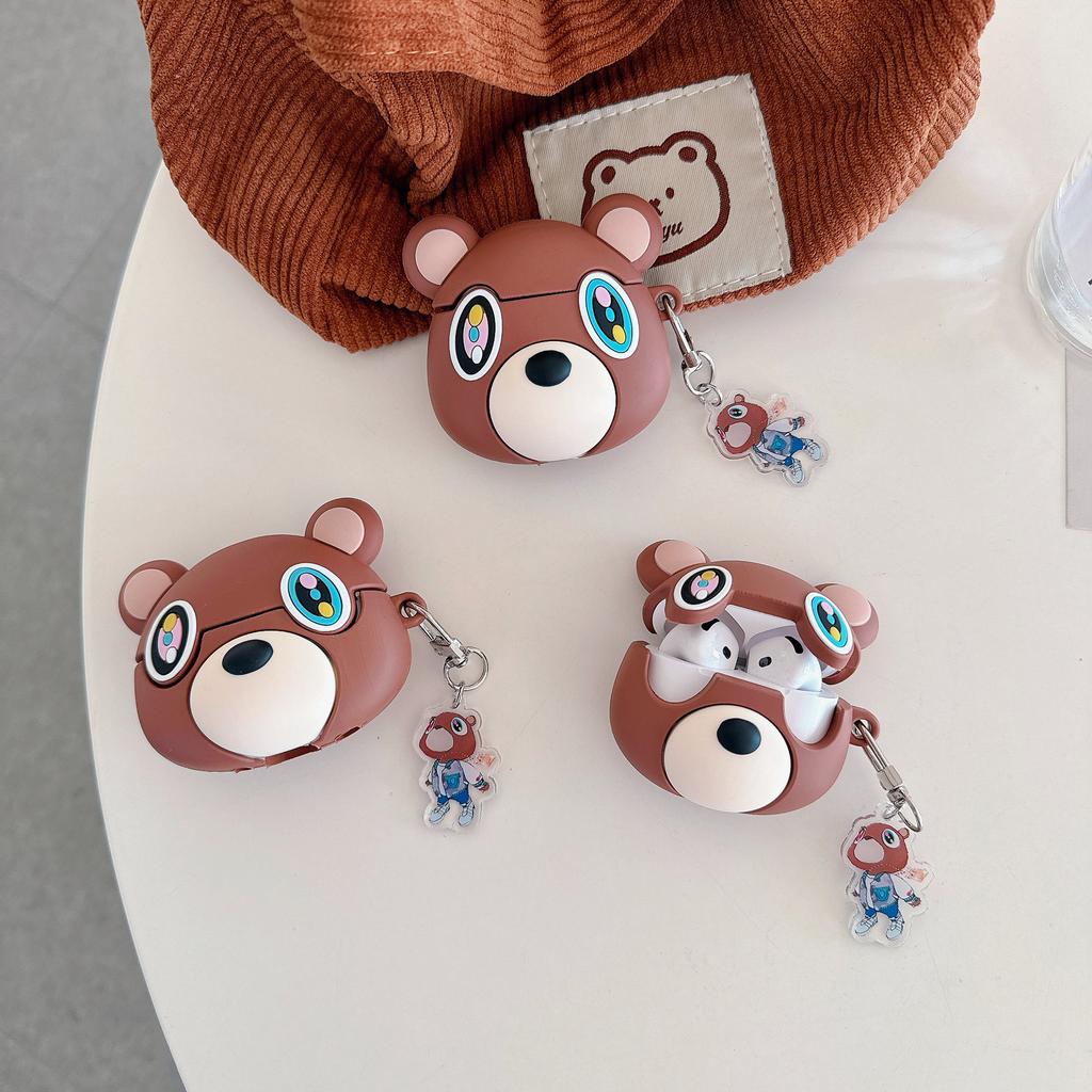 Cute Dropout Bear AirPods Pro Apple Bluetooth Headset Case 2/3/4 Generation Cartoon Silicone Protective Case