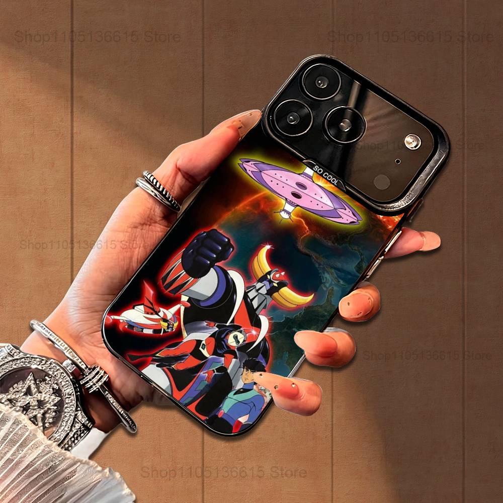 R-Robot G-Goldorak Anime UFO Phone Case For iPhone 16,15,14,17,13,12,11,Mini,Pro,SE,XS,MAX,Black Matte Silicone Cover