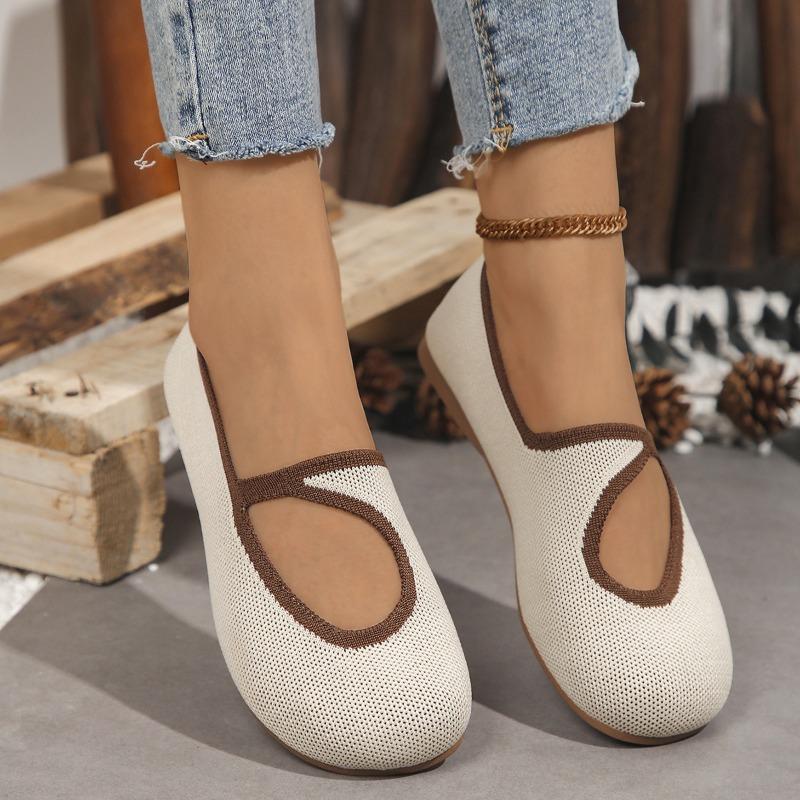 

Женские туфли-одинарки с дышащим верхом из ткани-мухи большого размера, на плоской подошве, с полым вырезом, с неглубоким вырезом, ленивые, источник желаний 43