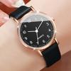 2 STÜCKE Mode Arabisches Zifferblatt Damen Quarz Uhr Lederarmband Uhren Set