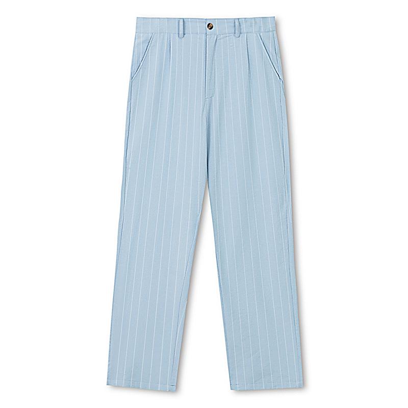 Men's Striped Linen Trousers - Casual Loose Fit for Spring/Autumn