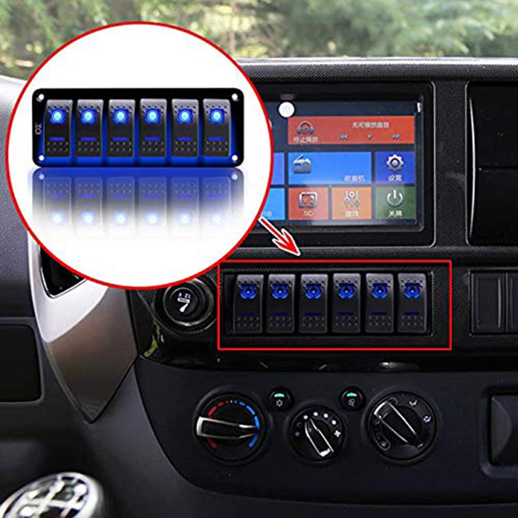 12V Switch Panel Rockers Light Toggle with Blue LED Light Indicator Easy n Waterproof Design for Vehicles Boats