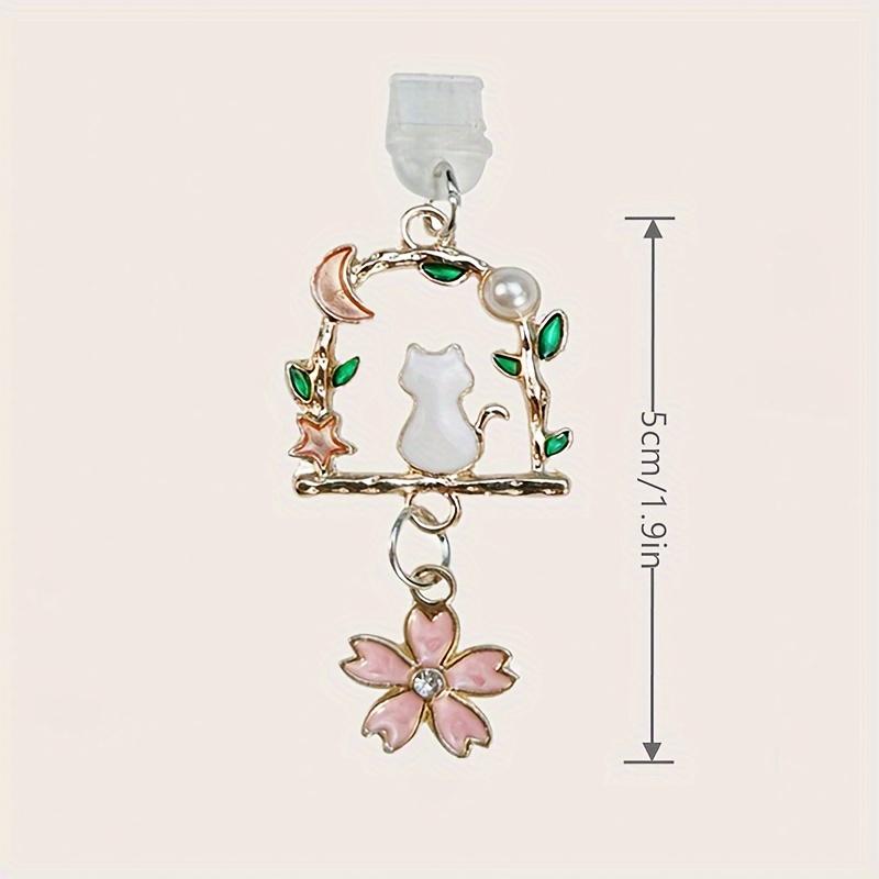 1pc Flower & Cat Decor Dust Plug,Beautiful Mobile Phone Accessories, Mobile Phone Decorations,Perfect Gift for Someone