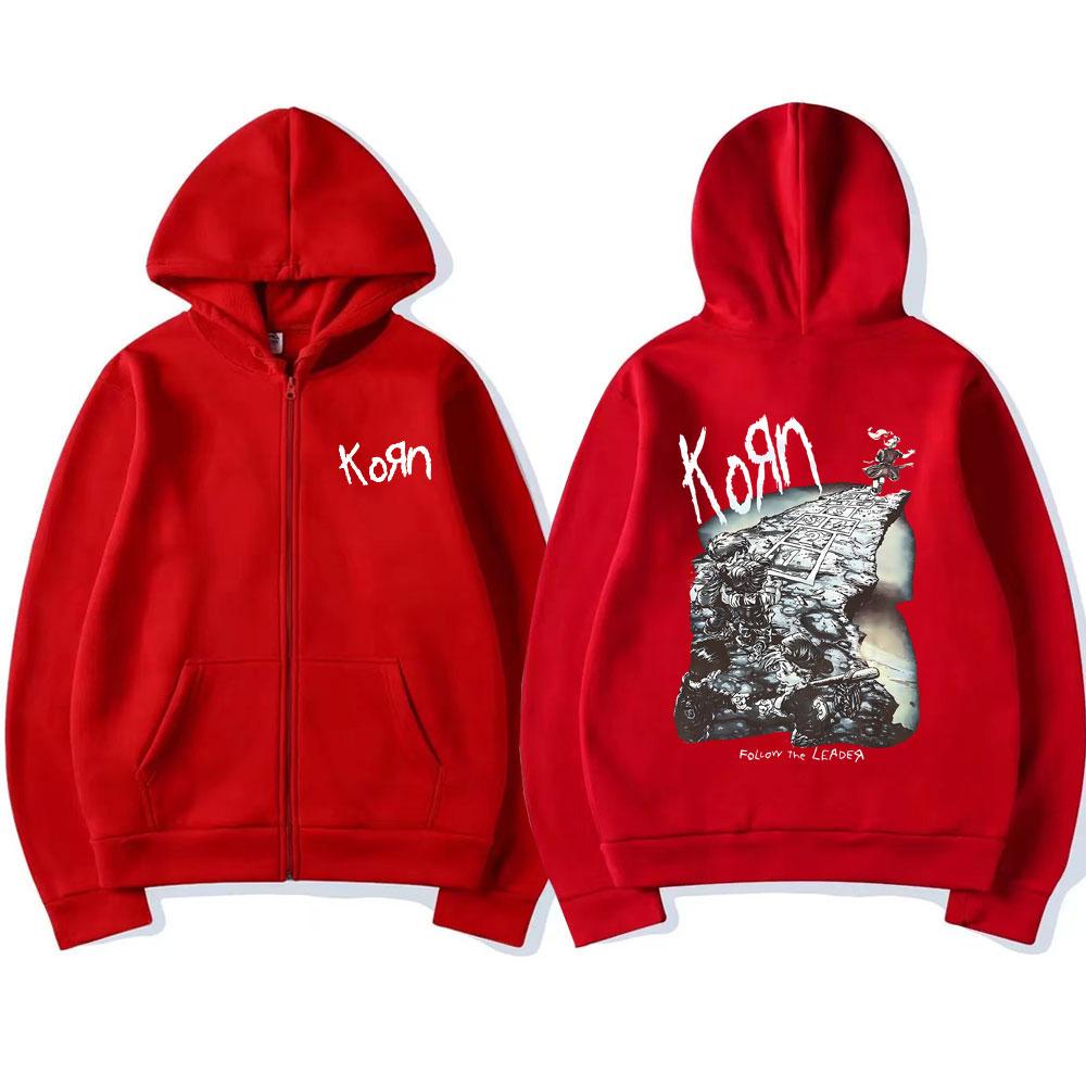 Korn Rock Band Zipper Hoodie For Men And Women Casual Trendy Zipper Jacket Loose Vintage Graphic Jacket Ftl 25 Classic
