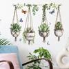 Creative Hanging Succulent Pot Wall Sticker Self-Adhesive for Bedroom Living Room Home Decoration