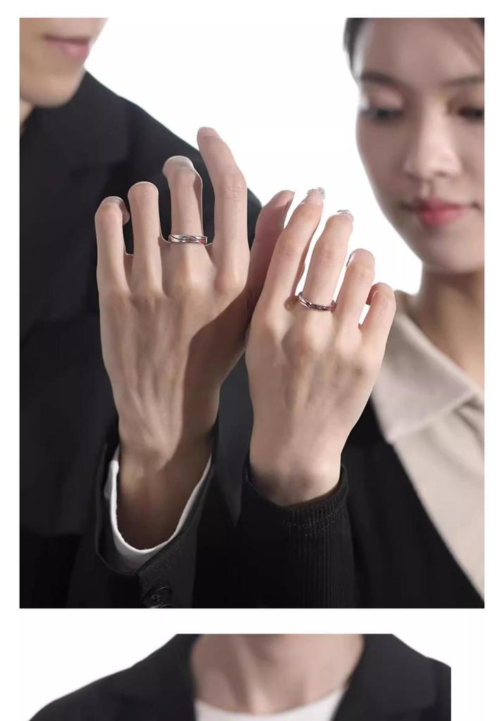 Yue Lao Red Thread S925 Sterling Silver Couple Ring – Simple, Elegant Design 2025 Model