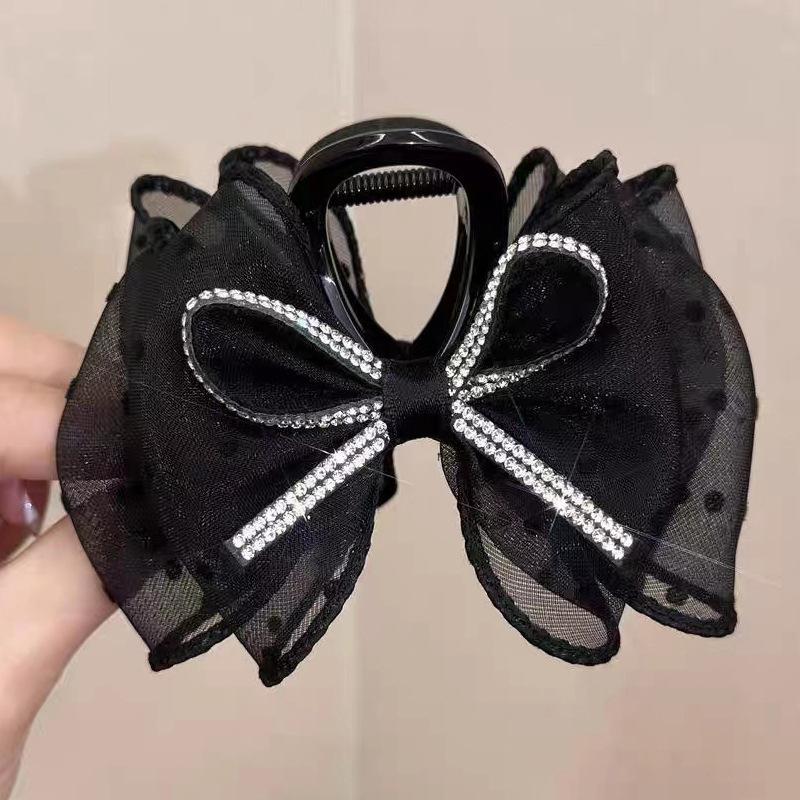 Trendy Women Lace Bow Hairpin Korean Version Of Butterfly Satin Elegant Hair Clips Girls Hair Ponytail Ponytail Clip Accessories