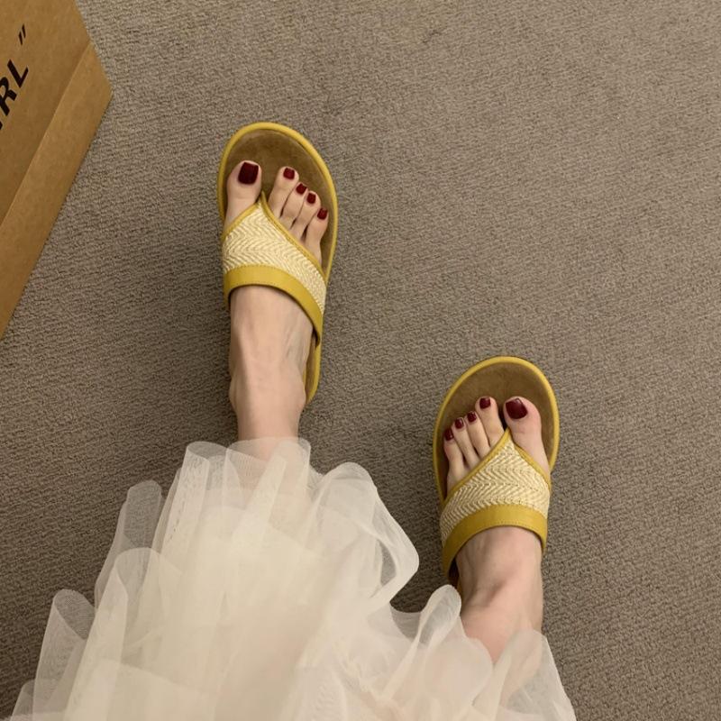 

Литературно-художественная серия Mori прекрасна~ ретро и удобные универсальные шлепанцы на танкетке с открытым носком женские римские сандалии пляжные крутые шлепанцы 40 жёлтый