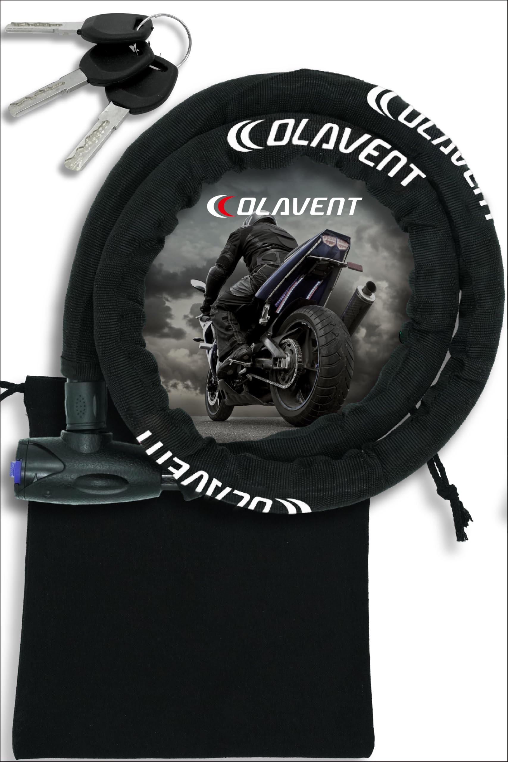 

OLAVENT Bike Durability Extra 22mm Diameter x 1500mm Thick for Motorcycles and Bicycles Lock, Tested, Thick, Cover, Anti-Theft, Heavy-Duty (1500mm, чёрный