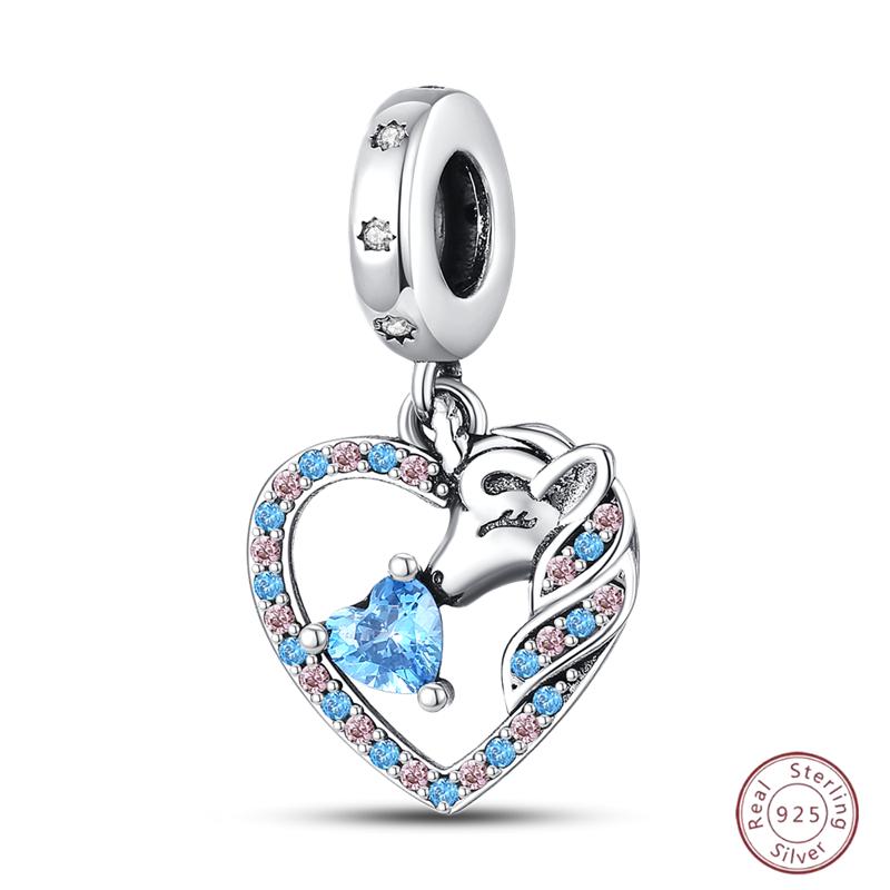 Copper Beaded Pendant Blue Shiny Zircon Suitable Original 3Mm Bracelet Women Fine Jewelry