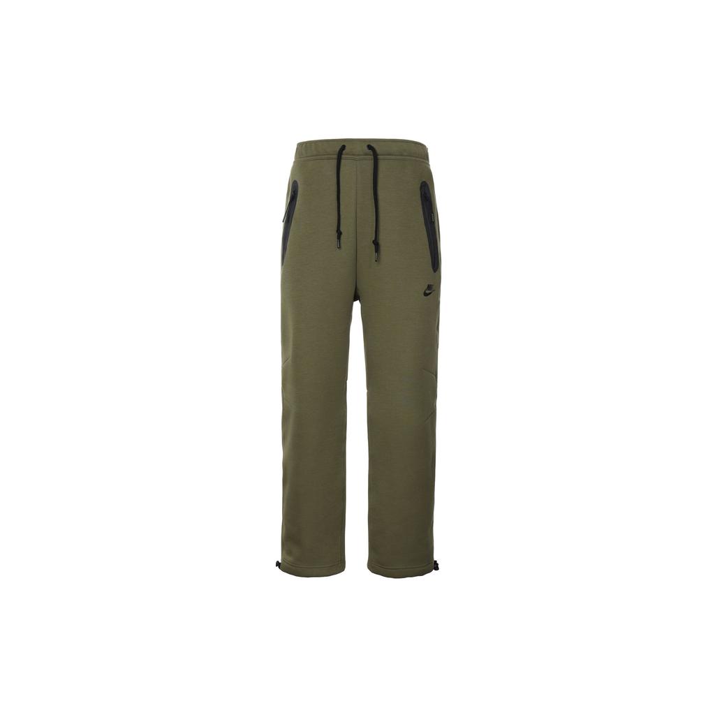 Nike Sportovní oblečení Tech Fleece Jednobarevné Stahovací Šňůrka Ležérní Jogger Kalhoty Pánské Spodky Středně Olivová FB8013-222