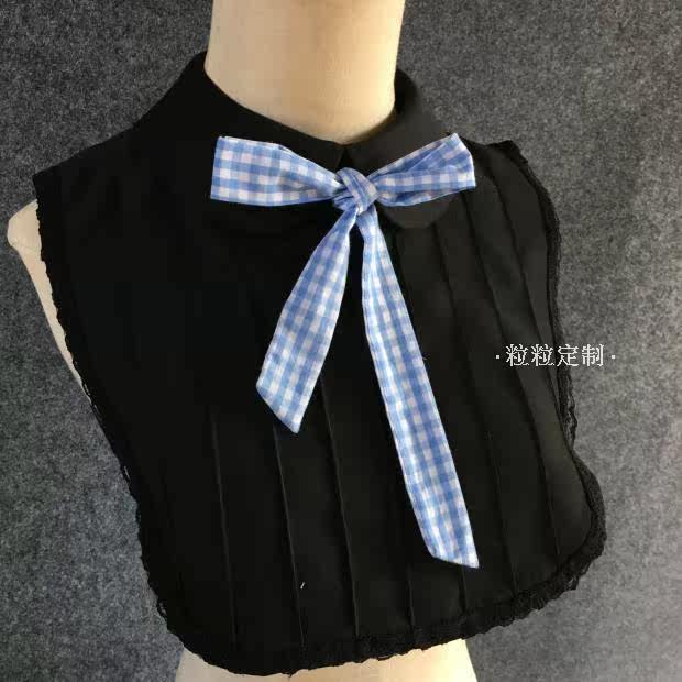 

Cute Lace Pleated Crew Neck Shirt Style Bow Fake Collar Doll Collar Winter Collars for Women