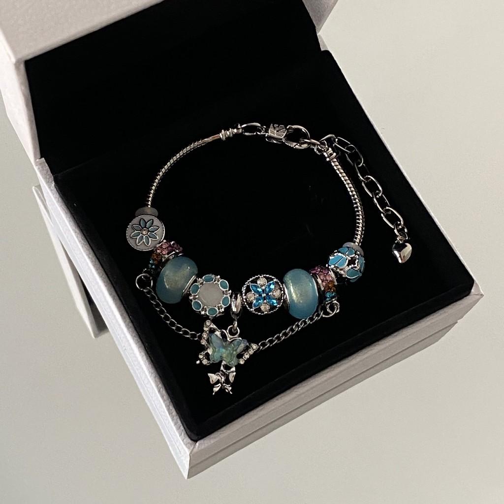 Schmetterlings-Charms Perlenarmband Für Damen und Herren Mit Vintage Silberfinish Als ReiseGeschenk