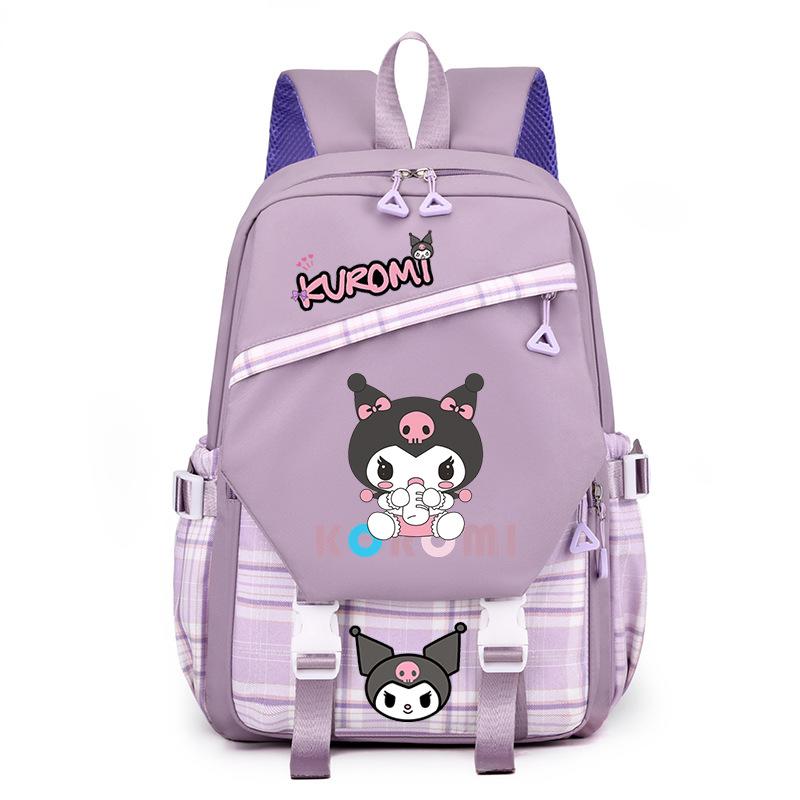 Cool Lomi Kuromi Backpack Student Schoolbag Anime Cartoon Print Junior High School High School Large Capacity Schoolbag