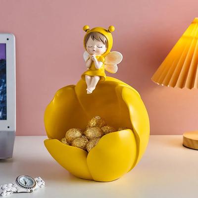 Modern Style Romantically Girl Sculpture Jewelry Snack Storage Tray Living Room Table Decor Desktop Figurine Statues Ornaments