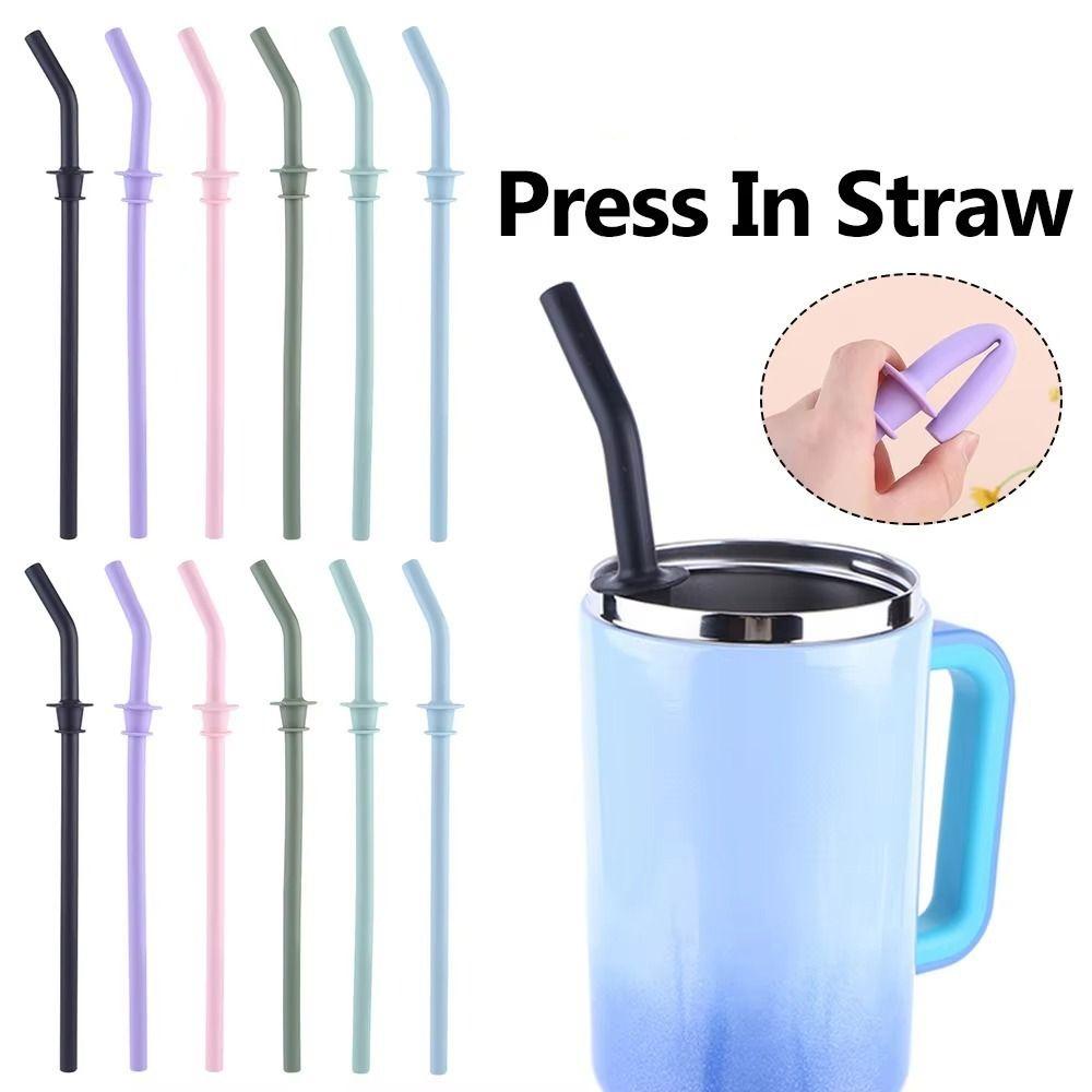 Silicone Reusable Drinking Straws for 40oz Travel Tumbler Long Cleaning Brush Straw for Hydroflask Travel Mug