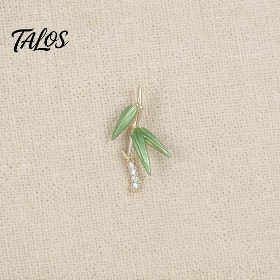 Brooch Pin for Women, Three-Dimensional Green Bamboo Shape Pin with Enamel Leaves, Outfit Badge for Necklines Scarves Bags