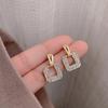 S925 Silver Needle Full Diamond Earrings New Personality Temperament Versatile Square Full Diamond Earrings Stud Earrings