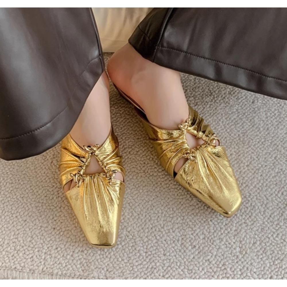 New Low Heel Shoes for Women Baotou Slippers Solid Square Toe Summer Fashion Hot Sale Women's Slippers Versatile Style