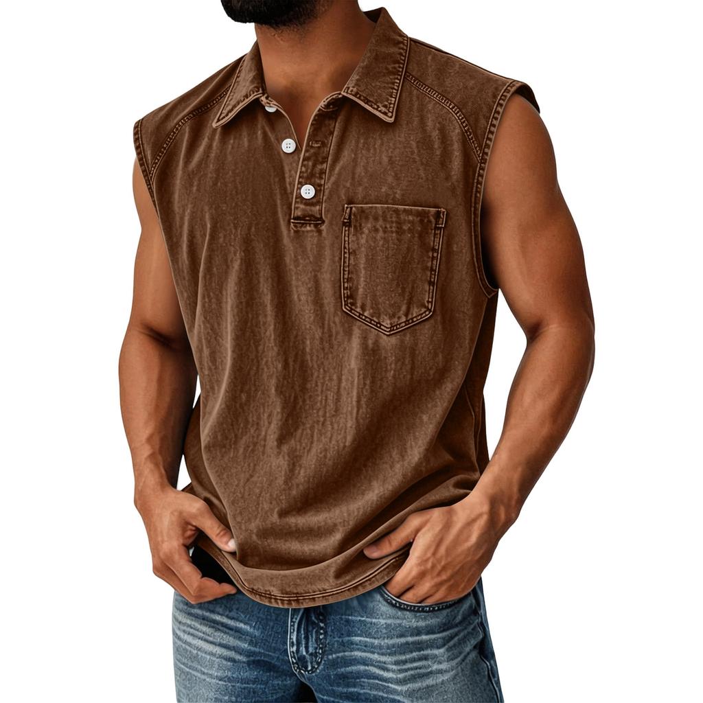 Men's Summer Color Pocket Sports Buttons Vest Men's Sports Casual Vest