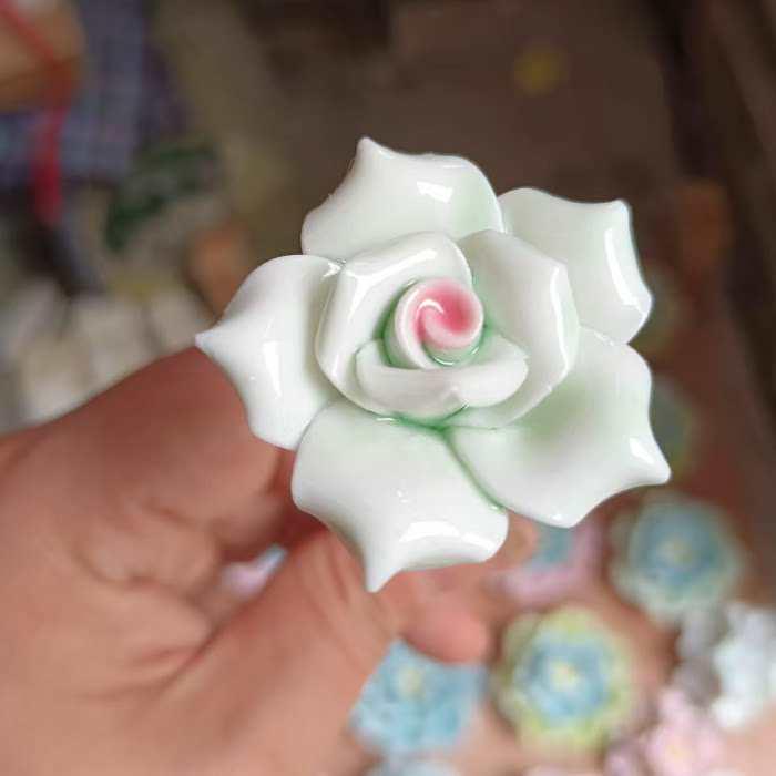 Handmade Ceramic Bouquet: Purple-Gold Lotus, Lily, Gardenia, Rose