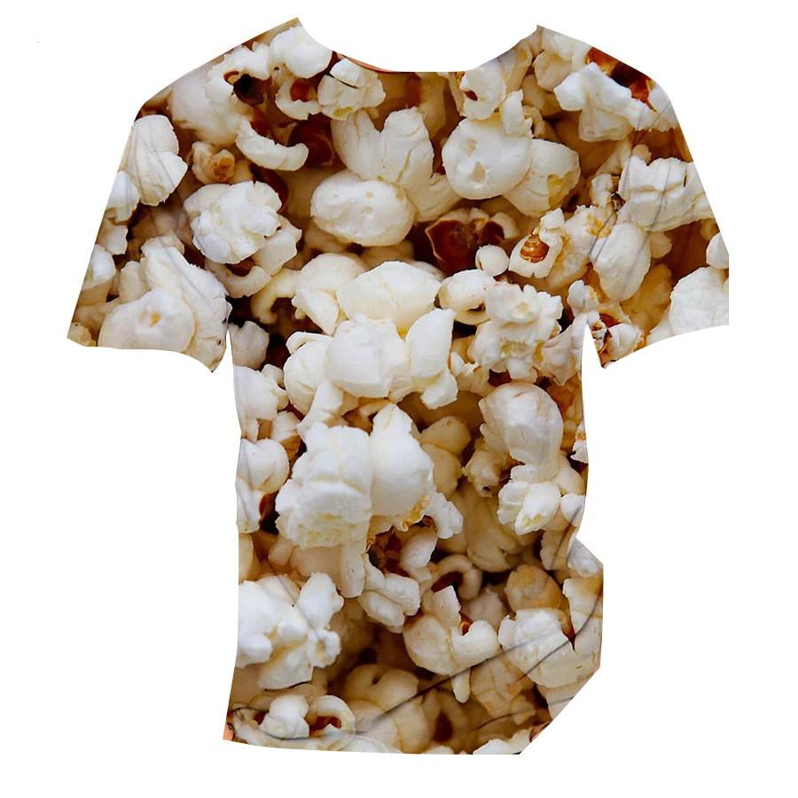 Kids 3D Popcorn Food Print Round Neck Short Sleeve T Shirt Oversized Outdoor Daily Casual Top