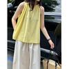 Orange Zhi 2025 Women's Sleeveless A-line Halter Cotton Tank Top - Spring/Summer