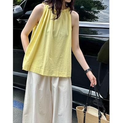 Orange Zhi 2025 Damen Ärmelloses A-Linien Neckholder Baumwoll Tanktop - Frühling/Sommer