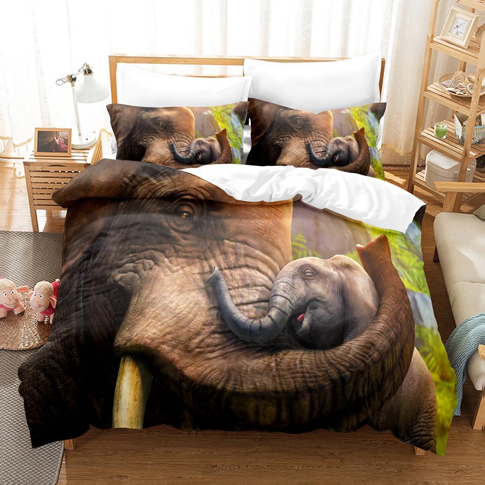 Elephant Animal 3D Duvet Cover Bedding Set Polyester Pillowcases Quilt Cover Home Decor Gift Single Double Twin King Queen