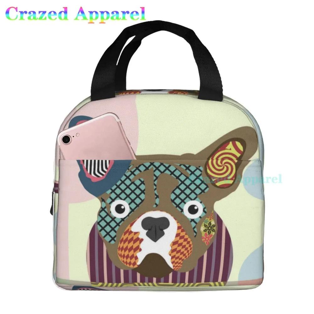 French Bulldog Cute Dog Insulated Lunch Bag Portable Thermal Cooler Box Reusable Picnic Tote Bento Bag for Men Women Kids
