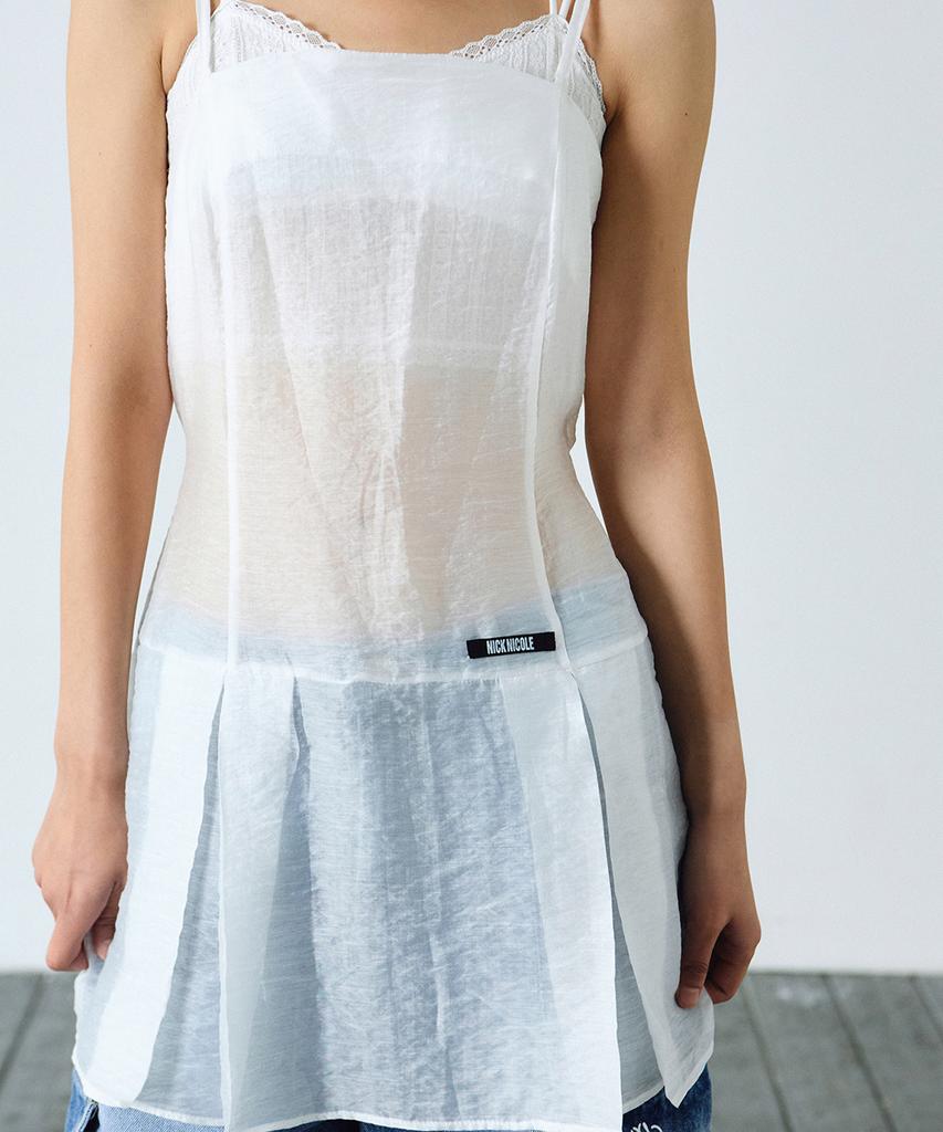 Nigaennikol Sheer Layered Strap Dress_White