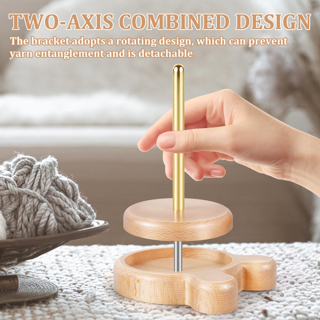 Wooden Yarn Holder Dispenser Portable Beech Wood Yarn Spindle Dispenser Stable Durable Crochet Yarn Ball Holder for Arts Crafts