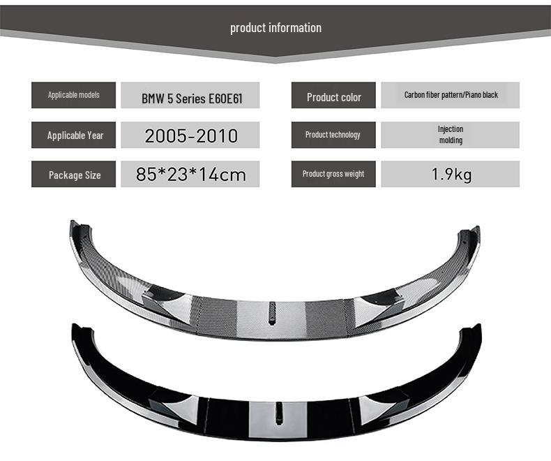 Compatible with BMW 5 Series E60/E61 (2005-2010) M5 Front Bumper Lip Trim Modification