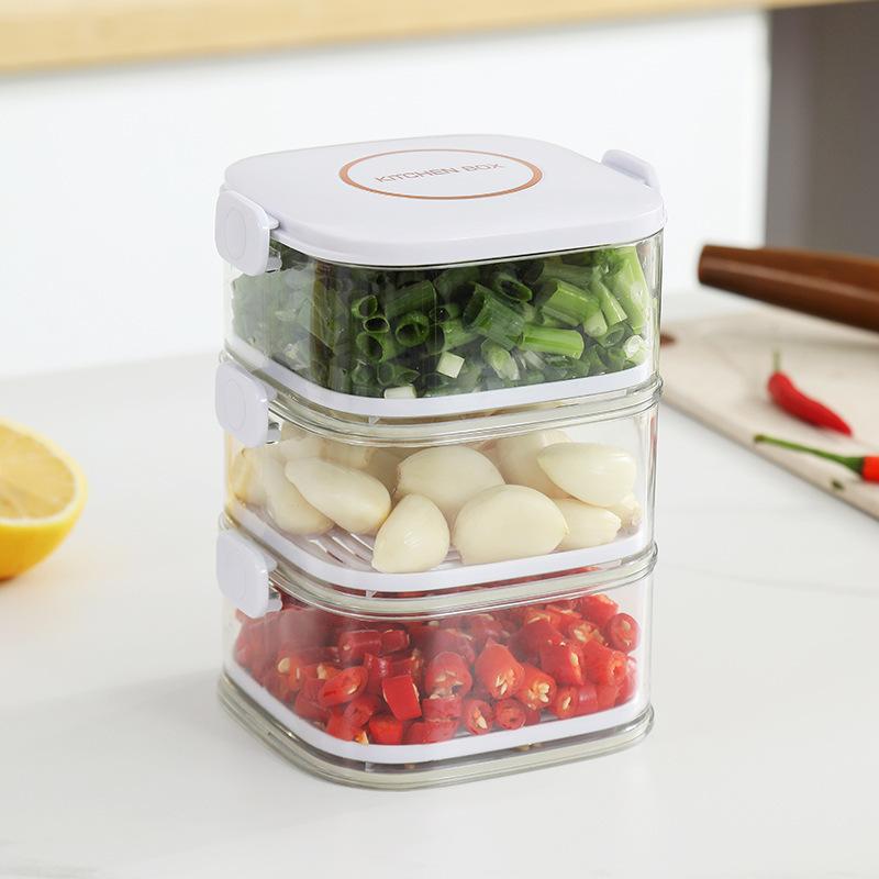 Scallion Fresh-keeping Box, Kitchen Onion and Ginger Storage Fresh-keeping Box Can Be Stacked, Food Sealing Box, Storage Box, Refrigerator Storage Box