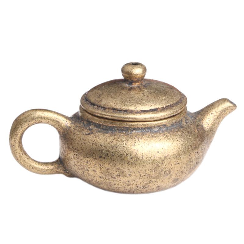 Brass Traditional Teapot Desktop Decoration Tea Ornaments Kettle Antique Handheld Artsy Object Old Copper Ware Wholesale