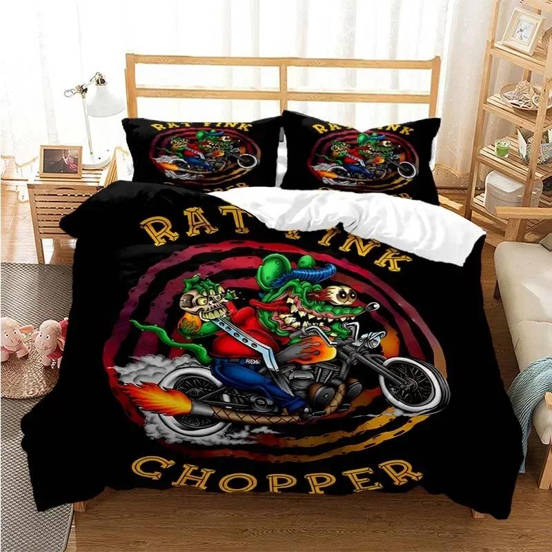 Cartoon Rat Fink Comfortable Duvet Quilt Cover Pillowcase Bedding Set Children Bedroom Decoration Home Textile