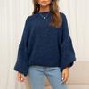 Women's Casual Solid Color Sweater Crew Neck Long Sleeve Knit Pullover Soft Warm Top