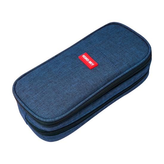 Double Layer Canvas Pencil Case Large Capacity Pencil Bag Waterproof Canvas Pen Pouch Travel Toiletry