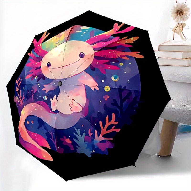 1pc Cute Axolotl Automatic Opening and Closing Umbrella - Lightweight 3-Fold Design, Suitable for Fans, Travel, Daily Use - Official Product, Int