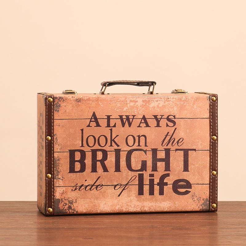 Vintage Leather Jewelry & Sundries Storage Box - Wooden Photography & Decoration Chest