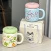 Cute Ceramic Cup with Lid High Value Ins Style Household Couple Water Cup Gift Box Creative Hand Gift Mug