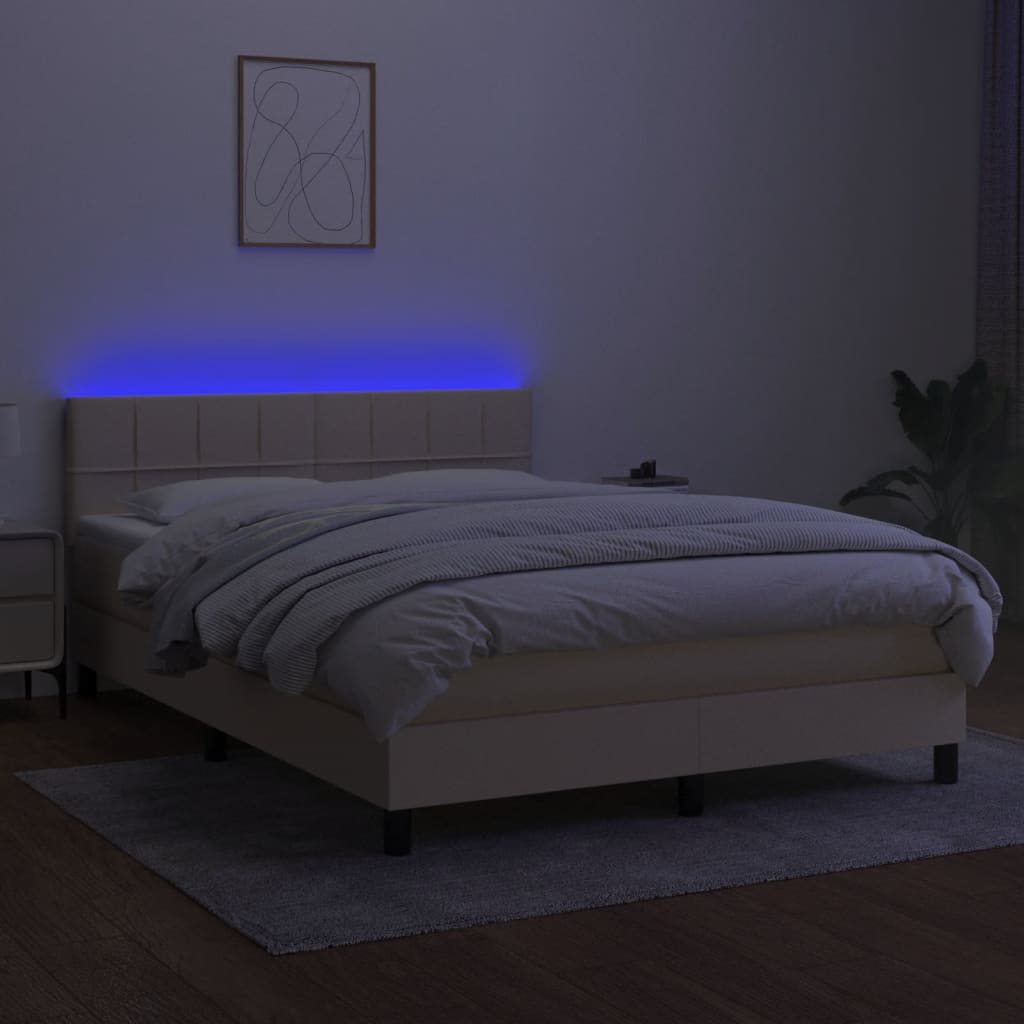 Vidaxl Continental Bed With Mattress, Cream, 140X190 Cm, Fabric