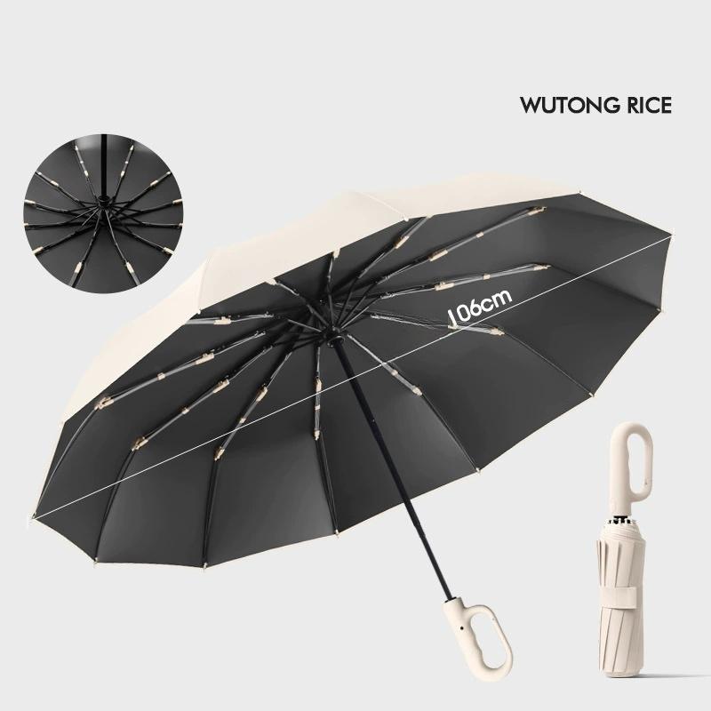Extra Large 48 Bone Ring Buckle Umbrella Forward Fully Automatic Portable Wind-Resistant Male And Female Folding Rain Vinyl Umbr