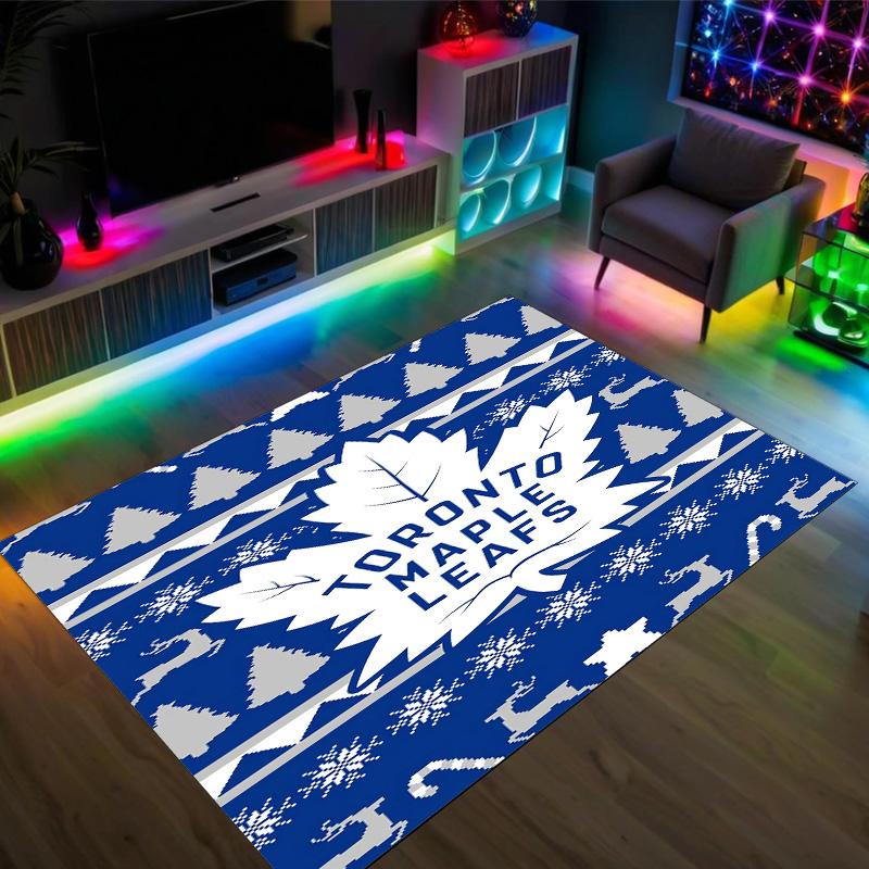 Toronto Maple Leafs Design Crystal Velvet Carpet Cozy Non?Slip Printed Rug For Bedroom Living Room Entrance