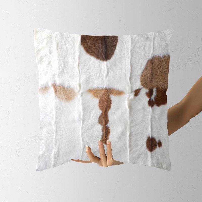 Plush Cow Print Pillowcase 50x50cm Double-sided Cushion Cover Artistic Color-block Throw Pillow Cover Home Decor