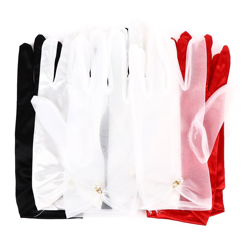Dámské Svatba Nevěsta Krátké Rukavice Saténové Plné Prsty Délka na Zápěstí Párty Rukavice
