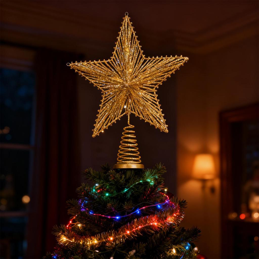 Weihnachtsbaumspitze Stern Dekoration Funkelnder Stern Weihnachtsbaum Dekoration Für Außen Innen Vintage Haus Bauernhof