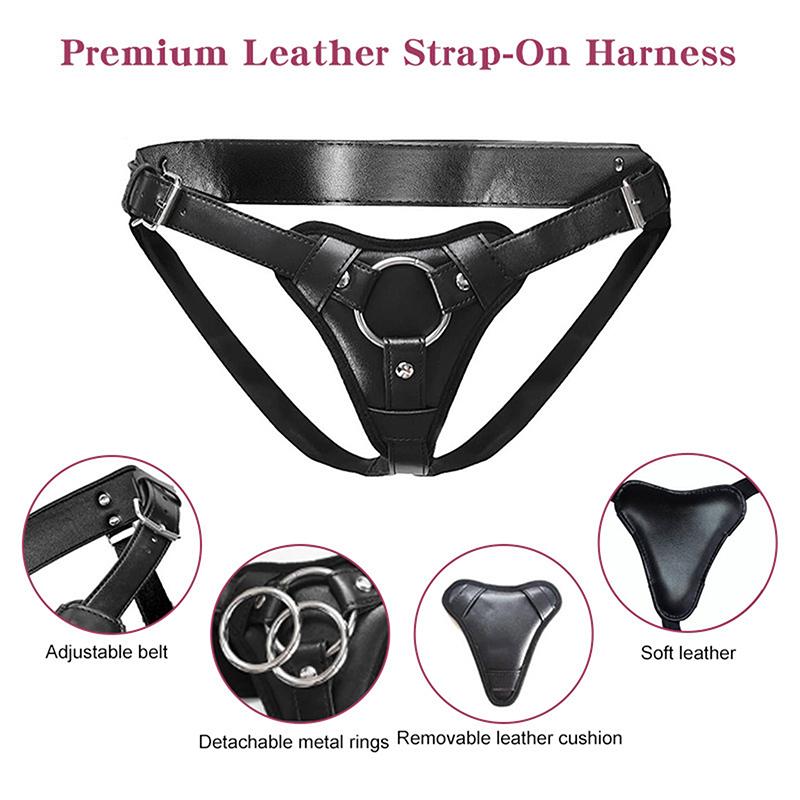 Adjustable Dildo Strap Leather Pants, 3-Size Metal O-Ring, Adult Sex Game, Female Sex Toy Sexy Woman Sexshop